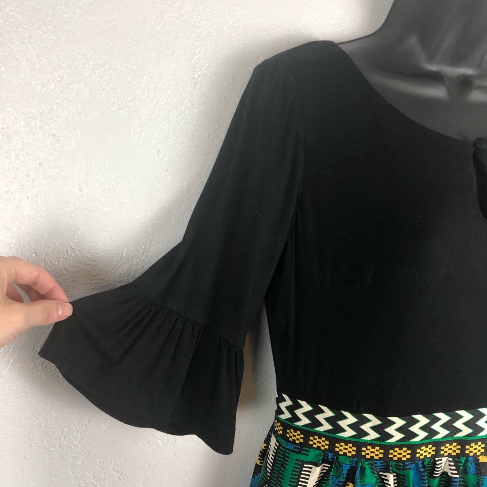 PHOEBE COUTURE SILK geometric Aztec dress Sz 6 - Picture 4 of 9